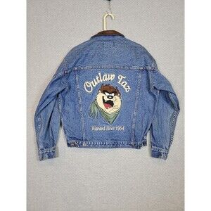 VTG 90s Warner Bros. Studio Outlaw Taz Denim Jean Jacket Unisex Small / Large